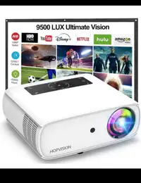 HOPVISION Native 1080P Projector Full HD, 9500Lux Movie Projecto