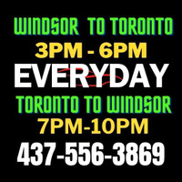 3pm and 6pm Rideshare from windsor to toronto and back
