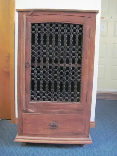 Vintage Oak Cupboard with Forged Iron Grating (Dwight-Muskoka), View more