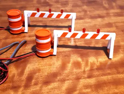 TWO O/O27 SCALE BARRICADES, View more