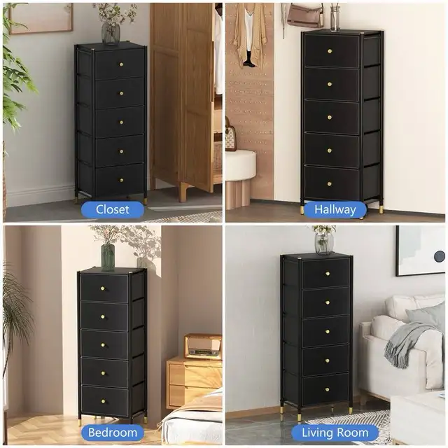 Drawer Dresser cabinet, Tall Dresser w/ PU Leather Front Drawers in Dressers & Wardrobes in Markham / York Region - Image 9