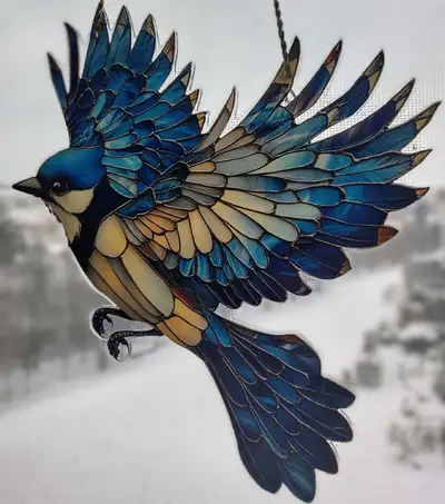 Flying Blue Jay Suncatcher , View more