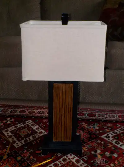 Table Lamp - Metal & Wood Construction 24.5" (75cm) H