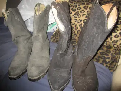 Justin & Tom Houston  Cowboy Boots Black Suede Leather Made  USA, View more