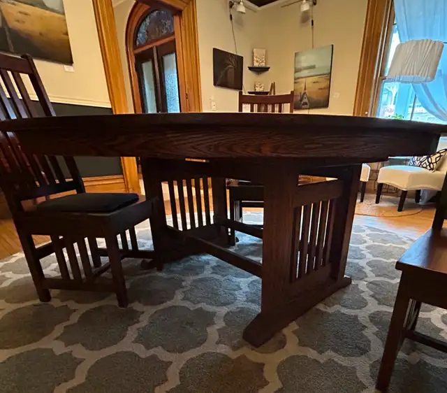 70” custom solid wood round dinning table in Dining Tables & Sets in Bridgewater - Image 7