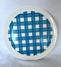 Vintage set of Maplex Melamine Dishes - Blue and Plaid Retro