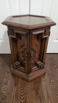 Vintage End Table / Night Stand -Six Sided With Two Door Cabinet