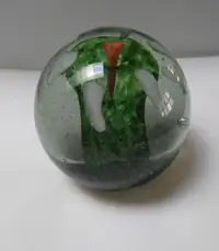 Round Glass Green Paperweight