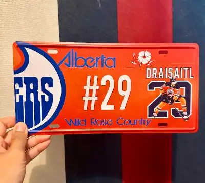 Leon Draisaitl Edmonton Oilers license plate. These are made of metal. Professionally machine painte...