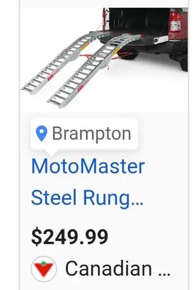 Galvanized steel folding ramps for atv. Canadian tire selling it for 250 dollars. I am selling it fo...