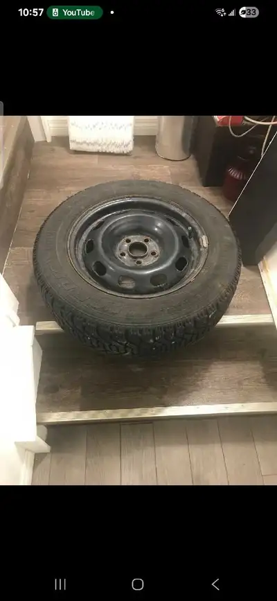 4 Winter Goodyear Nordic tires on steel 15" rims 196/65/15. Bolt pattern 5×112.mm Volkswagen, Toyota...