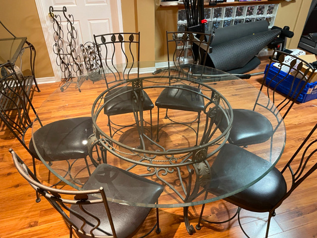 Wrought Iron 60" Glass Table with Chairs in Dining Tables & Sets in Markham / York Region - Image 4