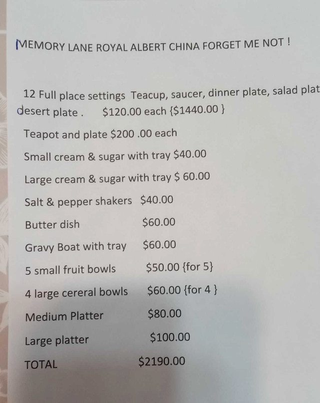 Royal Albert Memory Lane China Forget me not tea set collection in Kitchen & Dining Wares in St. Albert - Image 2