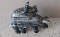 MARBLE MOUNTING PIG STATUE