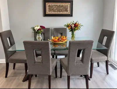 Modern Glass Dining Table & 8 Matching Chairs, View more