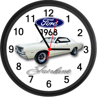 1968 Ford Fairlane (Wimbledon White) Wall Clock - Brand New