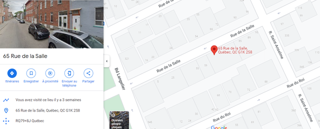 CHAMBRE à LOUER 520$ au 65 Rue de la Salle BASSE-VILLE Qc