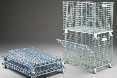 WE HAVE OVER 100 PCS OF USED COLLAPSIBLE WIRE MESH CONTAINERS IN STOCK. HERE ARE THE SPECS... ---DIM...
