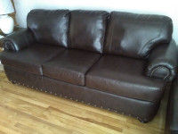 2 Matching Brown Bonded Leather Sofa/Couch