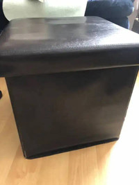 16" square ottoman $35, 15” high with removable lid, dark brown