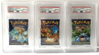 Pokemon (Base) Black Triangle Error Packs - set of 3, PSA 10