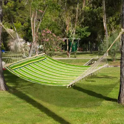 75" Patio Outdoor Hammock, Striped Camping Hammock Lounge Bed Ga, View more