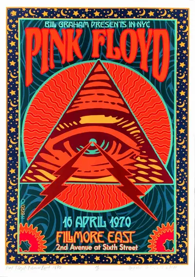 Pink Floyd Historic Fillmore Poster - Hand-Signed by David Byrd, View more