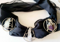 NEW 3 Silver Scarf Brooch with crystal or purple Brazilian Stone