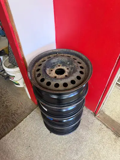 Set of 16in steel rims bolt pattern 5 x 127 rims some with sensors. Unsure if working. bought but do...