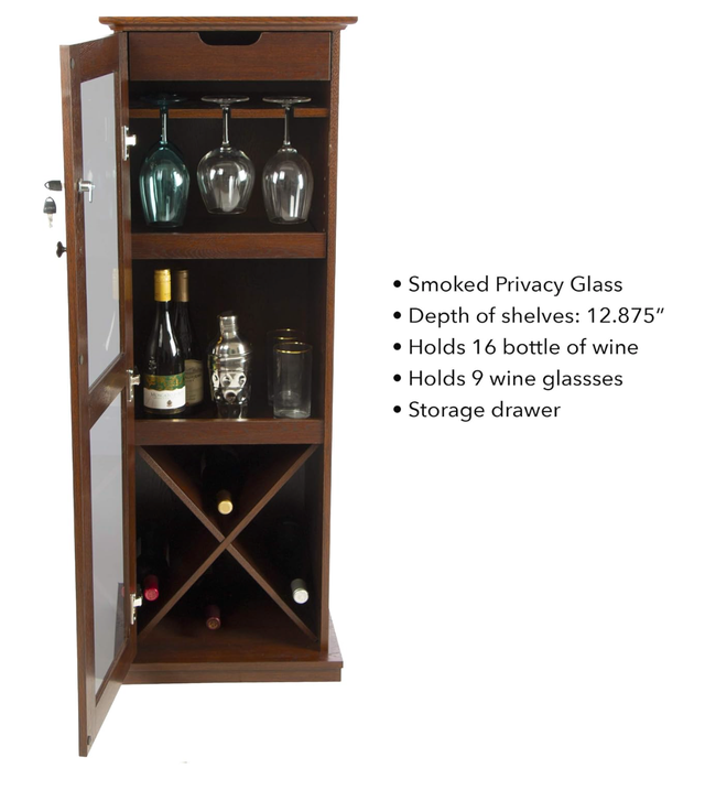Locking Bar Cabinet with Smoked Frosted Glass Door in Hutches & Display Cabinets in City of Toronto - Image 5