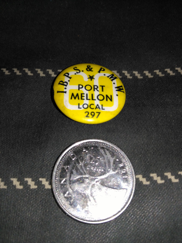 1960 I.B.P.S. & P.M.W. Port Mellon Union Local 297 Lapel Pin in Arts & Collectibles in Sunshine Coast