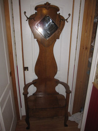 CIRCA EARLY 1900s 1/4 SAWN OAK HALL STAND WITH STORAGE & MIRROR