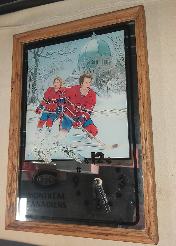 Hockey - Montreal Canadians laminayed mirrror clock in Arts & Collectibles in Red Deer