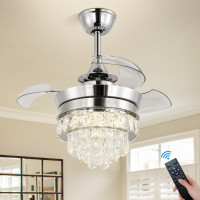 NEW 22" LED Crystal Ceiling Fan with Light Small Fandelier