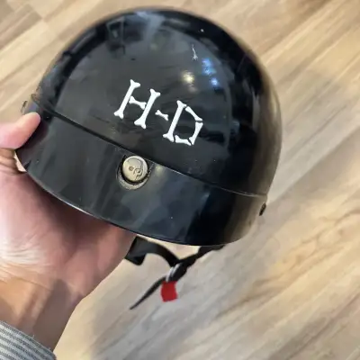 Vintage Harley Davidson Boneyard Helmet Glossy Black Size Xs -