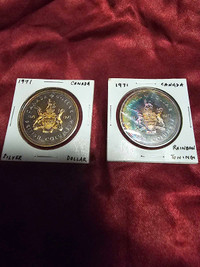 Gold and rainbow toned silver coins
