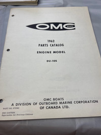 VINTAGE 1962 OMC ENGINE MODEL DU-10S PARTS CATALOG #M01539