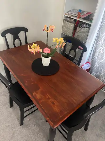 Wood table and chair set, View more