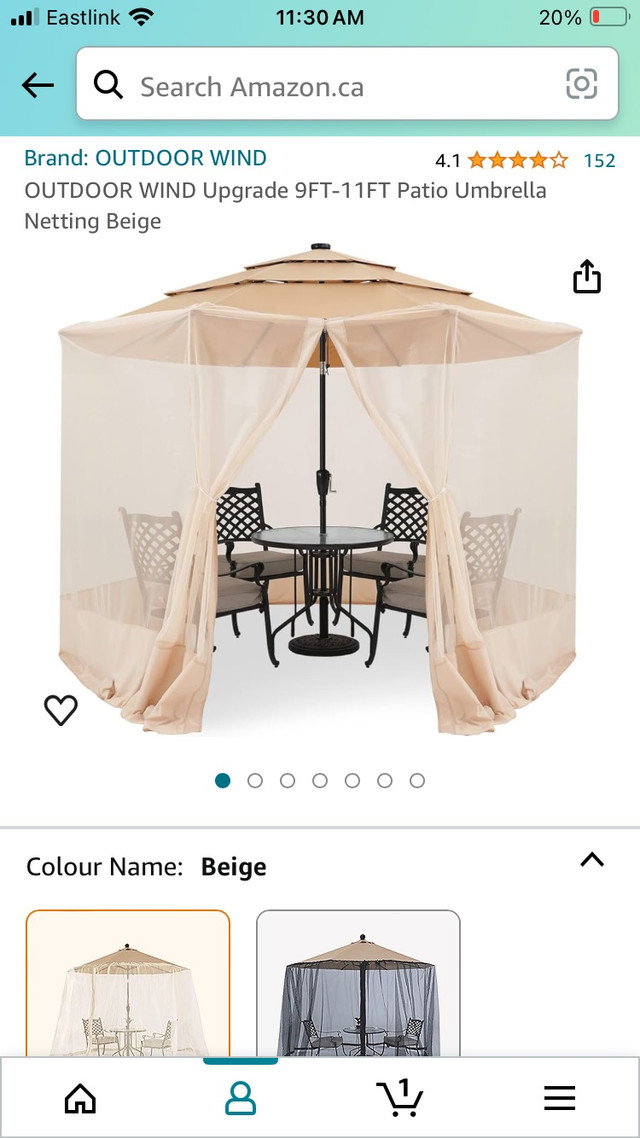 Beige Market Umbrella & Mesh Pkg in Patio & Garden Furniture in Truro