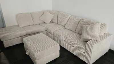 Brand New Beige Corduroay Sectional Sofa at Cash on Delivery, View more