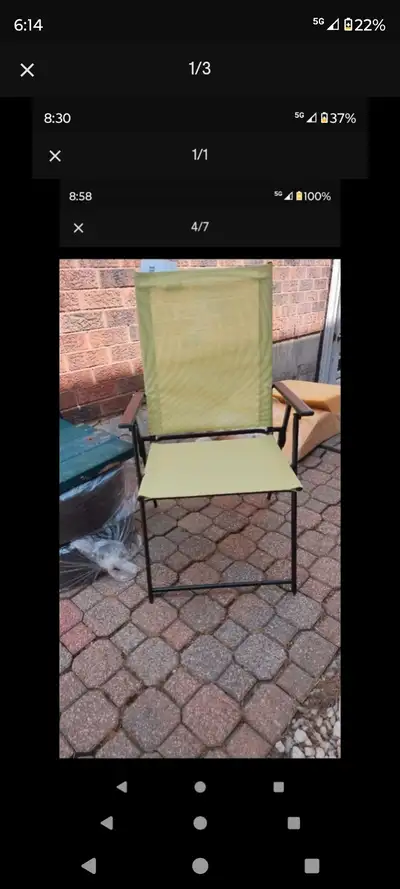 4 lime green outdoor chairs 30$ x 4, View more