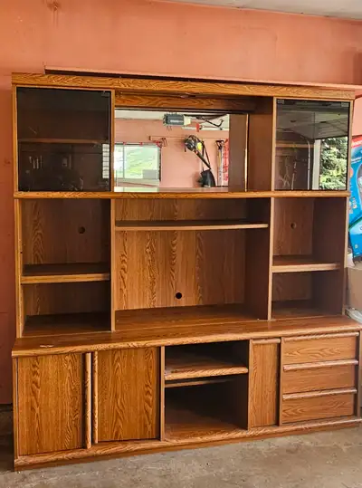 Large wooden tv wall unit - Great storage, View more