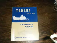 Yamaha GP292G  Snowmobile Parts List Manual 1975