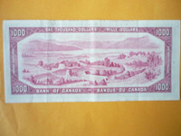 $1000 dollar bills Bank of Canada Notes Paper Money (1954/1988)