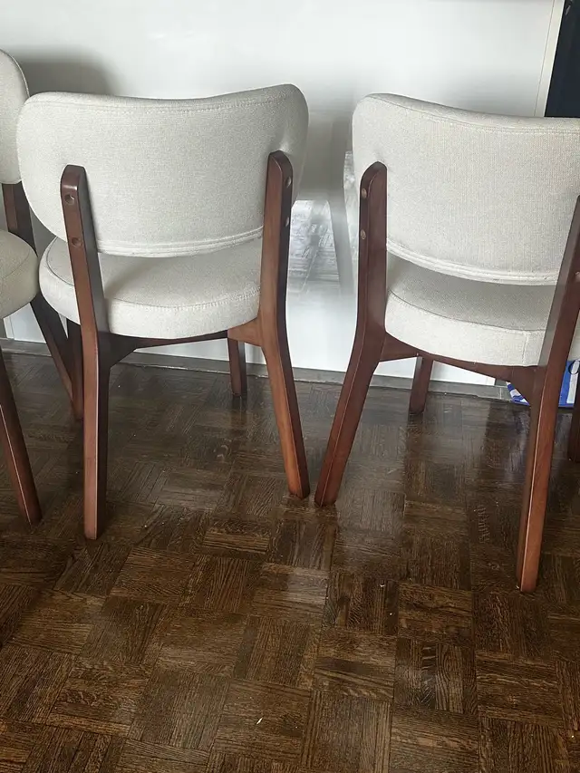 walnut and beige dining chairs in Chairs & Recliners in City of Toronto - Image 4