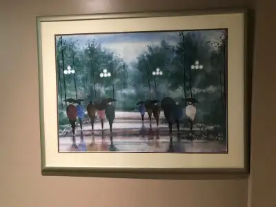 Beautiful picture “Walking in the rain” From smoke and pet free home