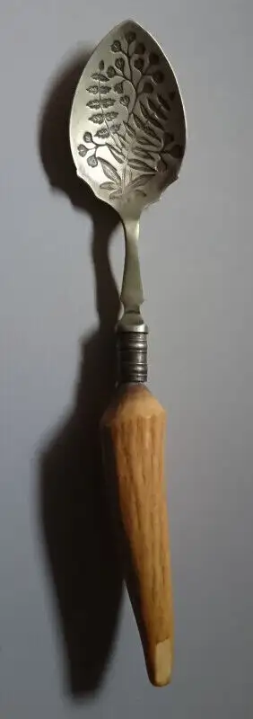 Vintage Rare Etched Jam Spoon with Deer Antler Knife Handle, View more