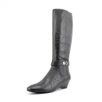 Bandolino Women's Adanna Wide Calf Leather, Black,  Size 6, New