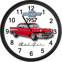 1957 Chevy Belair (Cardinal Red) Custom Wall Clock - Brand New