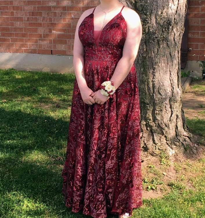 Cranberry & Gold Prom Dress Women's Dresses & Skirts